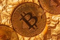 Bitcoin, blockchain cryptocurrency golden coin