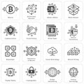 Bitcoin and Blockchain Cryptocurrency Icons.