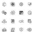 Bitcoin and Blockchain Cryptocurrency Icons.
