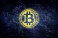Bitcoin & blockchain illustration dark blue