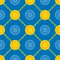 Bitcoin blockchain modern technology - creative vector background seamless pattern. Cryptocurrency digital money concept symbol.