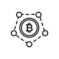 Bitcoin blockchain modern technology vector illustration. Black icon on white background. Cryptocurrency digital money Royalty Free Stock Photo