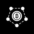 Bitcoin blockchain modern technology vector illustration. White icon on black background. Cryptocurrency digital money Royalty Free Stock Photo