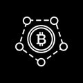 Bitcoin blockchain modern technology vector illustration. White icon on black background. Cryptocurrency digital money Royalty Free Stock Photo