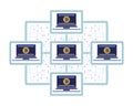 Bitcoin blockchain network of connected computers 2D illustration concept Royalty Free Stock Photo