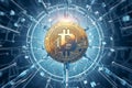 Bitcoin blockchain technology concept, cryptocurrency innovation, future financial system Royalty Free Stock Photo