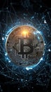 Bitcoin blockchain technology concept, cryptocurrency innovation, future financial system Royalty Free Stock Photo
