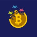 Bitcoin break image_Virus attack Royalty Free Stock Photo