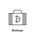 Bitcoin briefcase outline icon. Element of bitcoin illustration icons. Signs and symbols can be used for web, logo, mobile app, UI