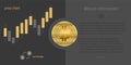 Bitcoin brochure, gold coin with chart Royalty Free Stock Photo