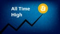 Bitcoin BTC ATH All Time High. Royalty Free Stock Photo