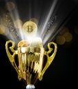 Bitcoin BTC coins on trophy Royalty Free Stock Photo