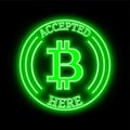 Bitcoin BTC accepted here sign Royalty Free Stock Photo