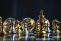 Bitcoin business strategy and chess board games Royalty Free Stock Photo