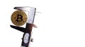 Bitcoin and calibre on white background