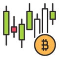Bitcoin Candlestick Chart vector BTC Investment colored icon or design element Royalty Free Stock Photo
