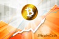 Bitcoin cash cryptocurrency in the bright rays on background wit Royalty Free Stock Photo