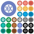 Bitcoin casino chip round flat multi colored icons
