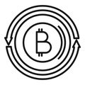 Bitcoin change icon outline vector. Online monetary system