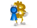 Bitcoin character with award ribbon