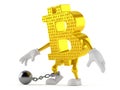Bitcoin character with prison ball