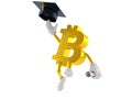 Bitcoin character throwing mortar board