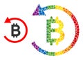 Dotted Bitcoin Chargeback Composition Icon of Rainbow Round Dots