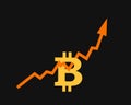 Bitcoin chart and diagram - valuation and price of digital currency is increasing and going up