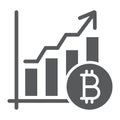 Bitcoin chart glyph icon, finance and economy