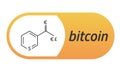 Bitcoin Chemical formula. Bitcoin like a capsule Vitamin PP.