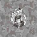 Bitcoin chip cryptocurrency mining concept icon on grey camo pattern Royalty Free Stock Photo