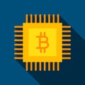 Bitcoin Chip Flat Icon