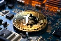 Bitcoin on circuit board Merging cryptography and digital currency for business