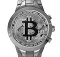 Bitcoin on the clock face Royalty Free Stock Photo