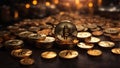 Bitcoin close up. Cryptocurrency Bitcoin. Investment concept. AI generated.