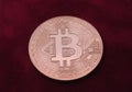 Bitcoin red suede background.