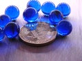 Bitcoin with blue glass marbles. Royalty Free Stock Photo