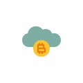 Bitcoin cloud flat icon