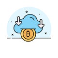 Bitcoin cloud mining vector design in modern style, ready to use icon