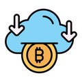 Bitcoin cloud mining vector design in modern style, ready to use icon