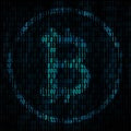 Bitcoin coding abstract background. Bitcoin matrix with binary c Royalty Free Stock Photo