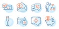 Bitcoin coin, Algorithm and Online survey icons set. 24h service, Euro money and Medical chat signs. Vector