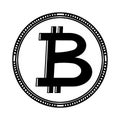 Bitcoin currency coin black and white illustration