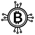 Bitcoin coin circuit vector icon