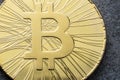 Bitcoin coin close-up at the dark background. Bitcoins Cryptocurrency Trading concept Royalty Free Stock Photo