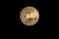 Colseup of bitcoin coin at black background