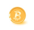 Bitcoin coin icon. Gold bitcoin cartoon style isolated. Shiny gold bitcoin sign for designers and illustrators. Gold