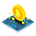 Bitcoin coin mining cryptocurrency isometric isolated