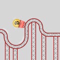 Bitcoin coin on roller coaster fluctuation. 3D Royalty Free Stock Photo