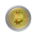 Bitcoin coin silver gold on white background